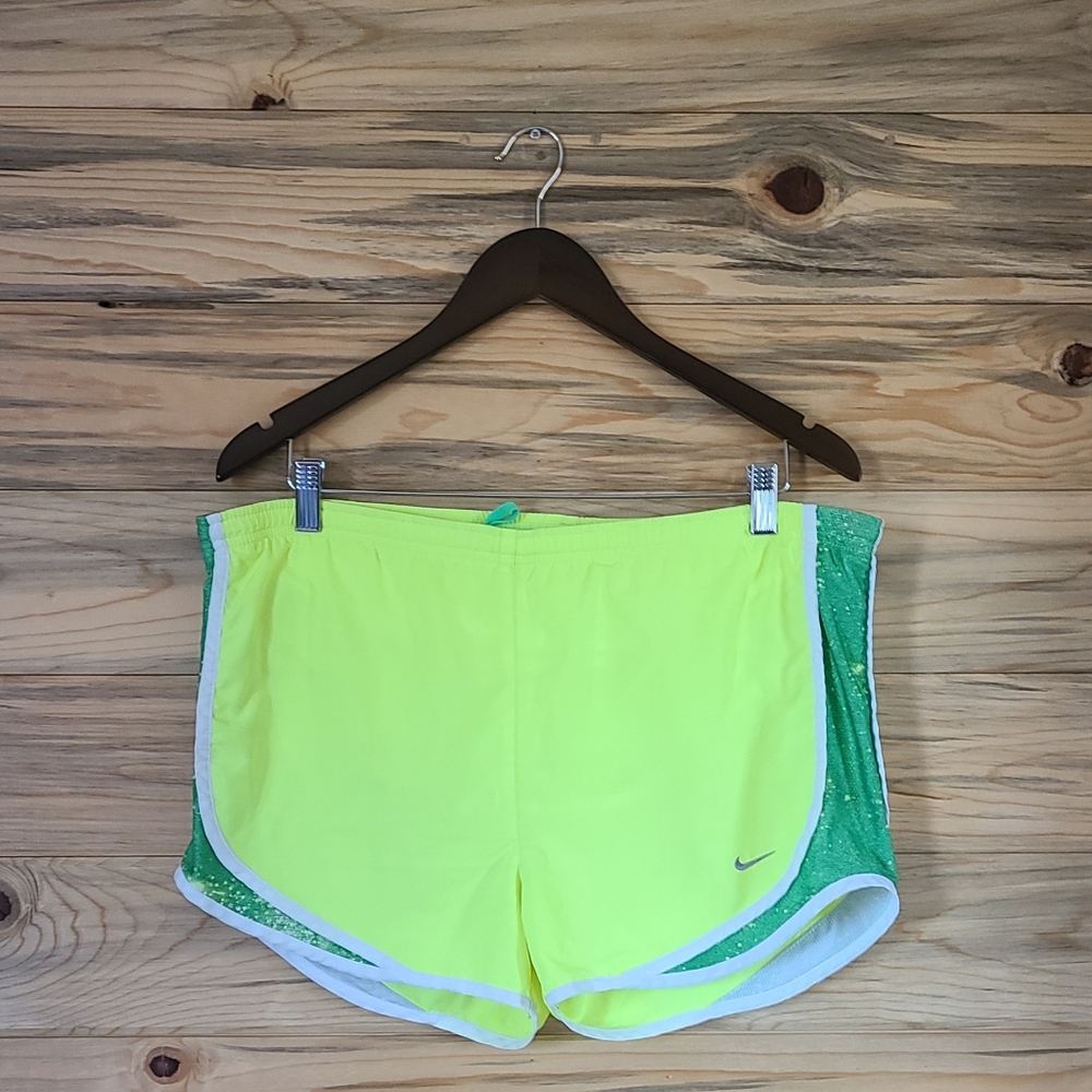 Nike Dri Fit Yellow/Green Athletic Shorts Ladies Size Small